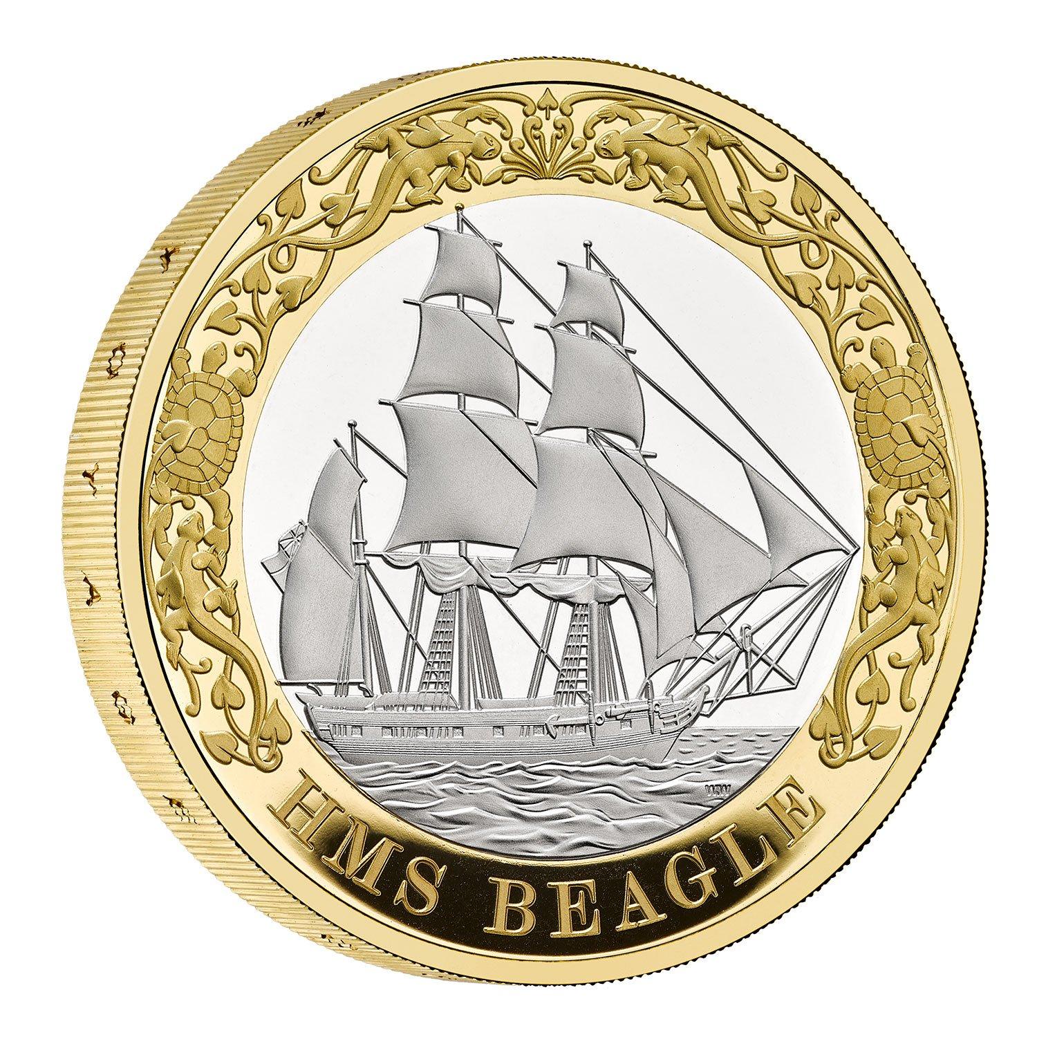 uk26hbpf---hms-beagle-2026-uk-2-silver-piedfort-coin-reverse-edge HMS Beagle 2026 UK £2 Silver Proof Coin - Image 1